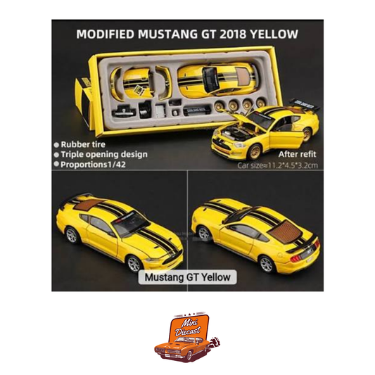 CCA Ford Mustang GT 2018 Car Tuning Yellow (67119) 1:42 Scale