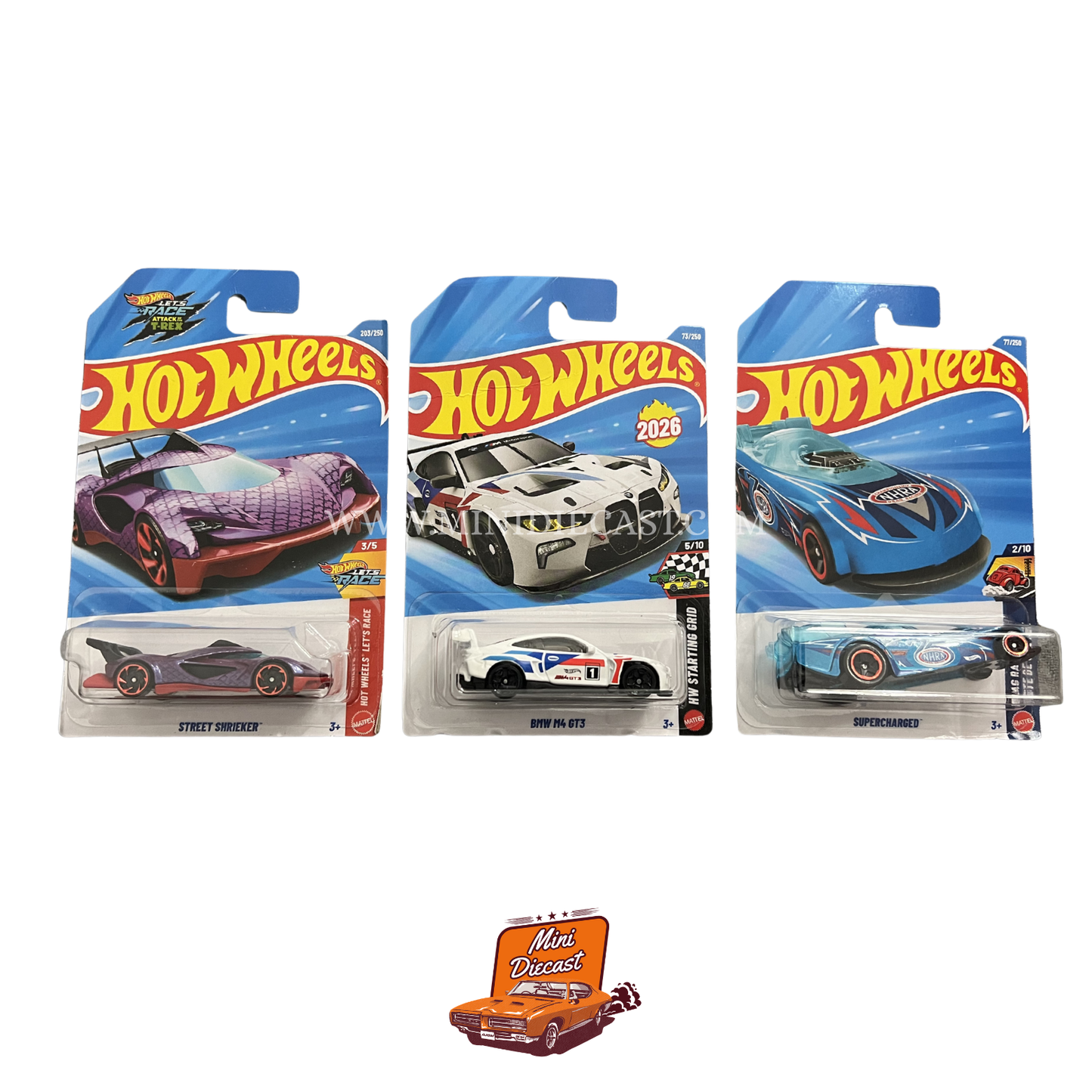 Hot Wheels Mainline (Set of 3) – Street Shrieker / BMW M4 GT3 / Supercharged