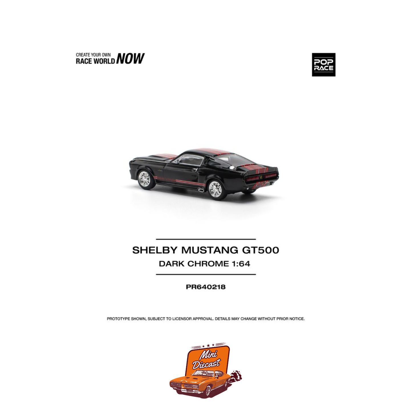 Pop Race Shelby Mustang GT500 Dark Chrome (PR64-218)