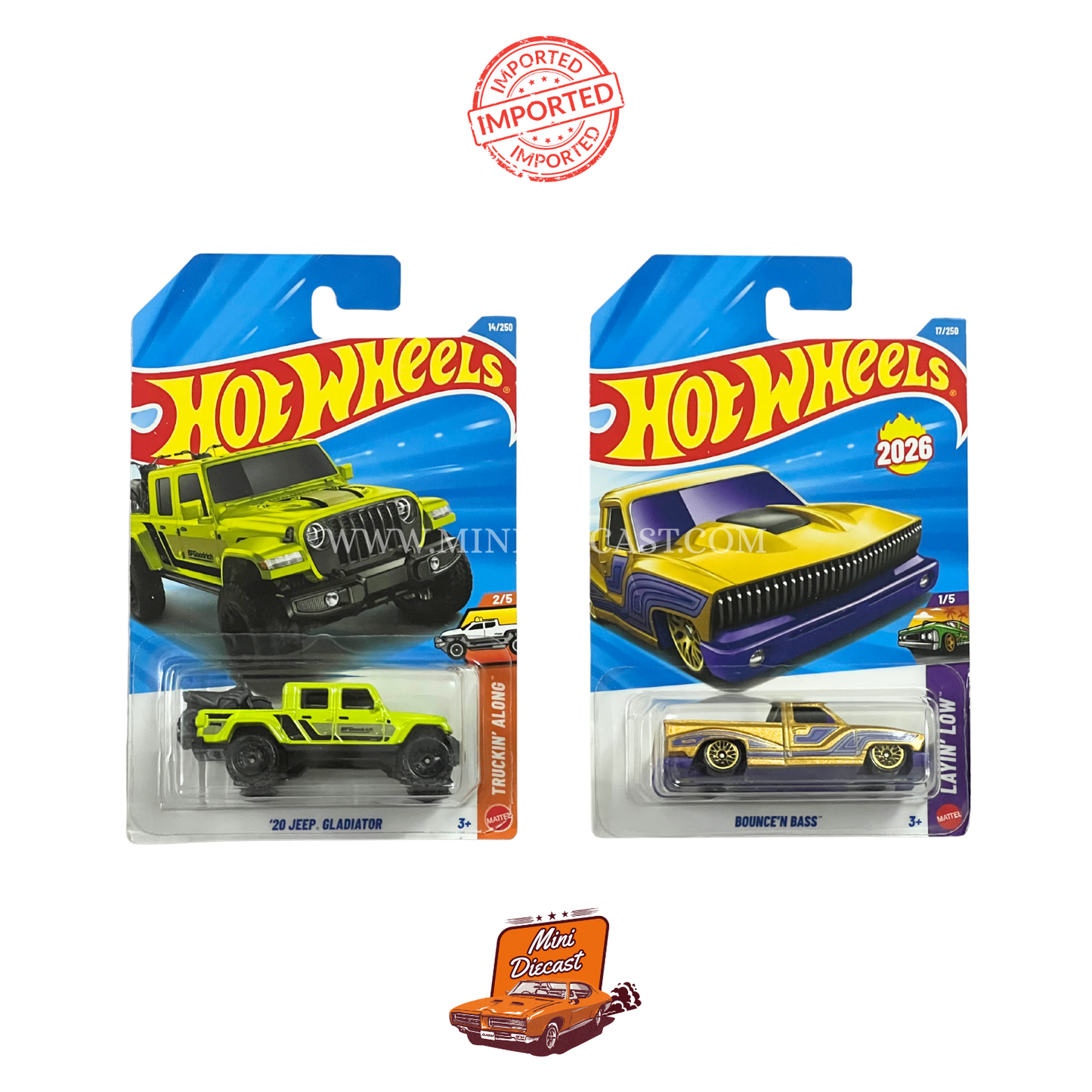 Hot Wheels Mainline (Set of 2) – ’20 Jeep Gladiator / Bounce’n Bass (Imported)