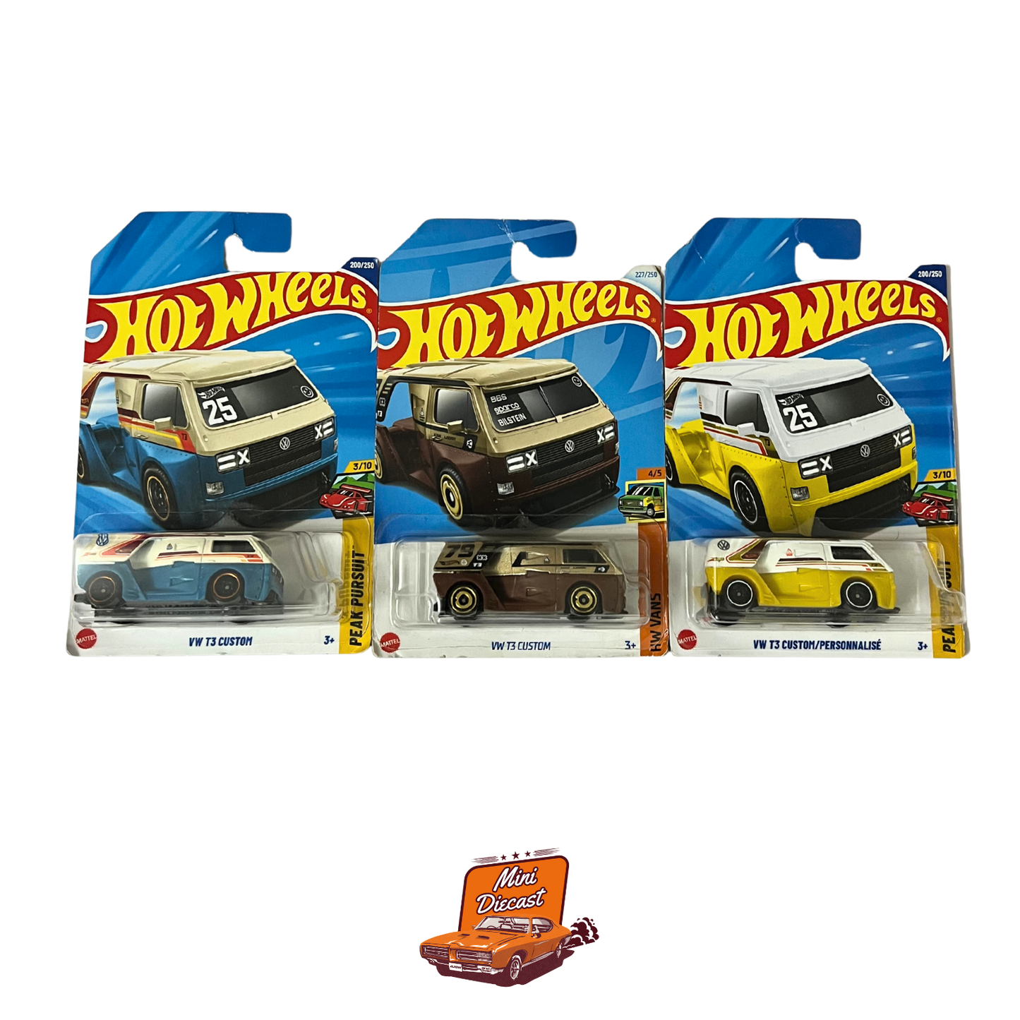 Hot Wheels Mainline (Set of 3) – VW T3 Custom (3 Colours)