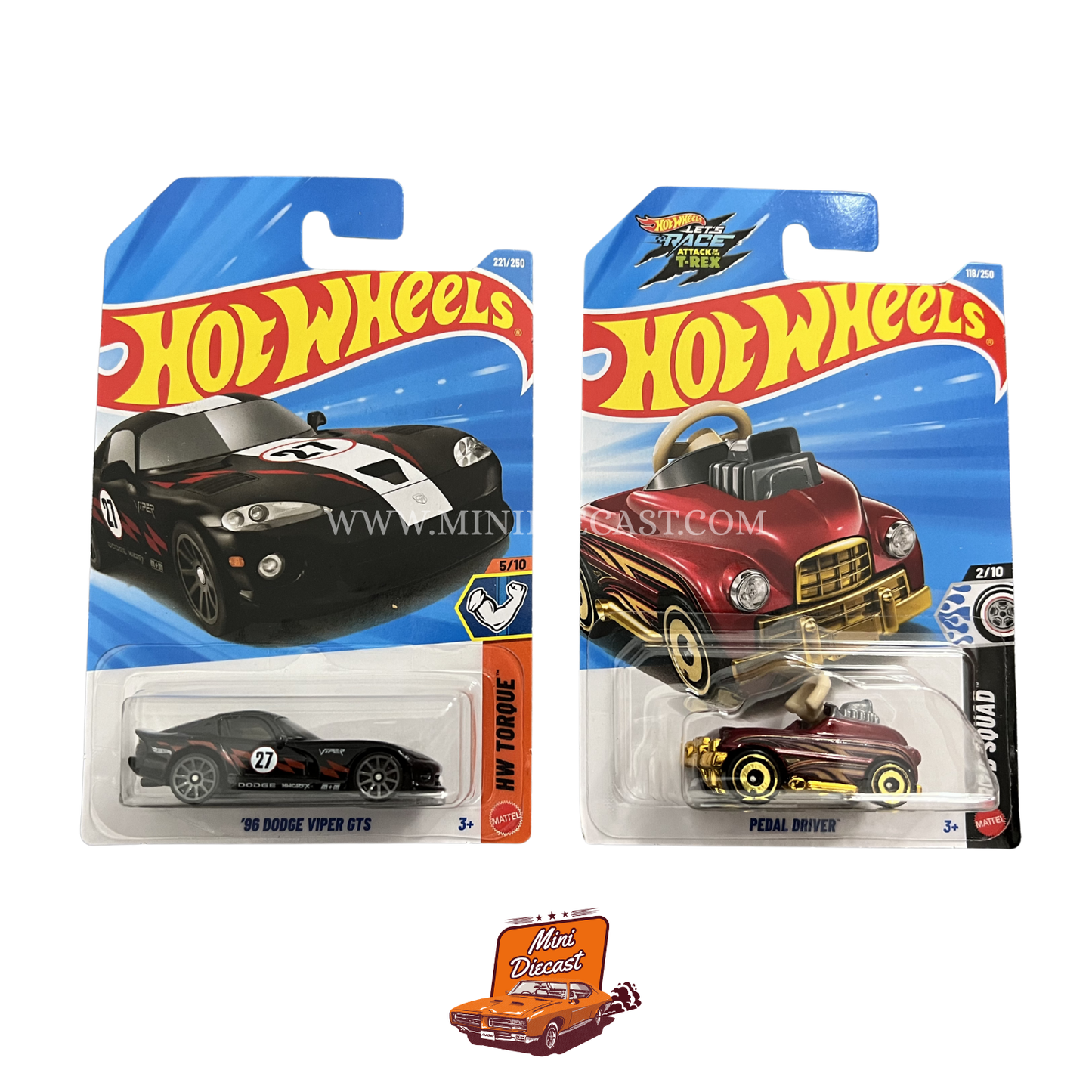 Hot Wheels Mainline (Set of 2) – '96 Dodge Viper GTS / Pedal Driver