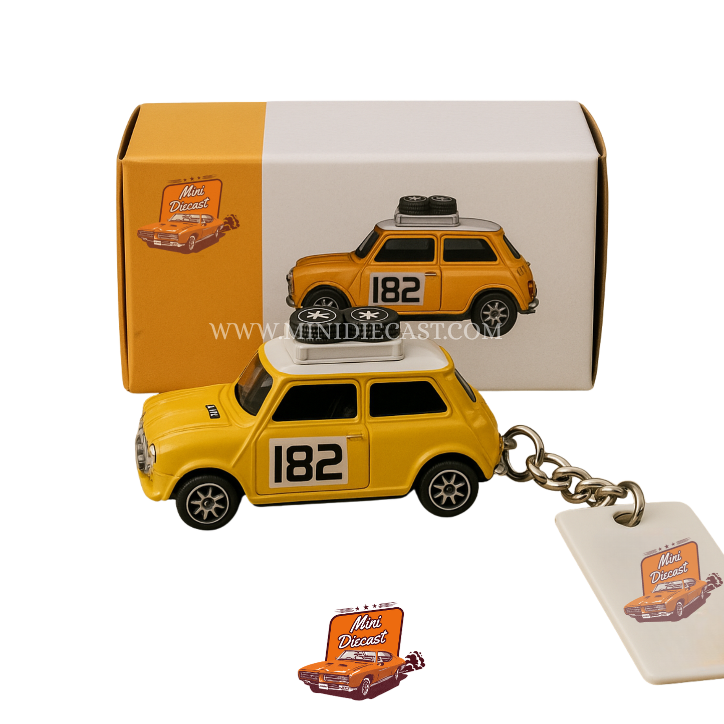 Mini Cooper Themed Key Chain - Yellow