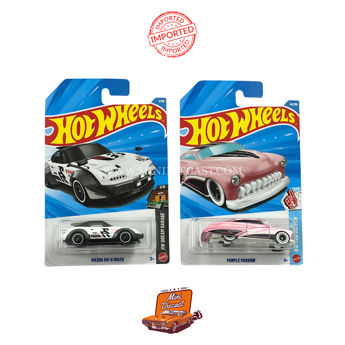Hot Wheels Mainline (Set of 2) – Mazda MX-5 Miata / Purple Passion® (Imported)