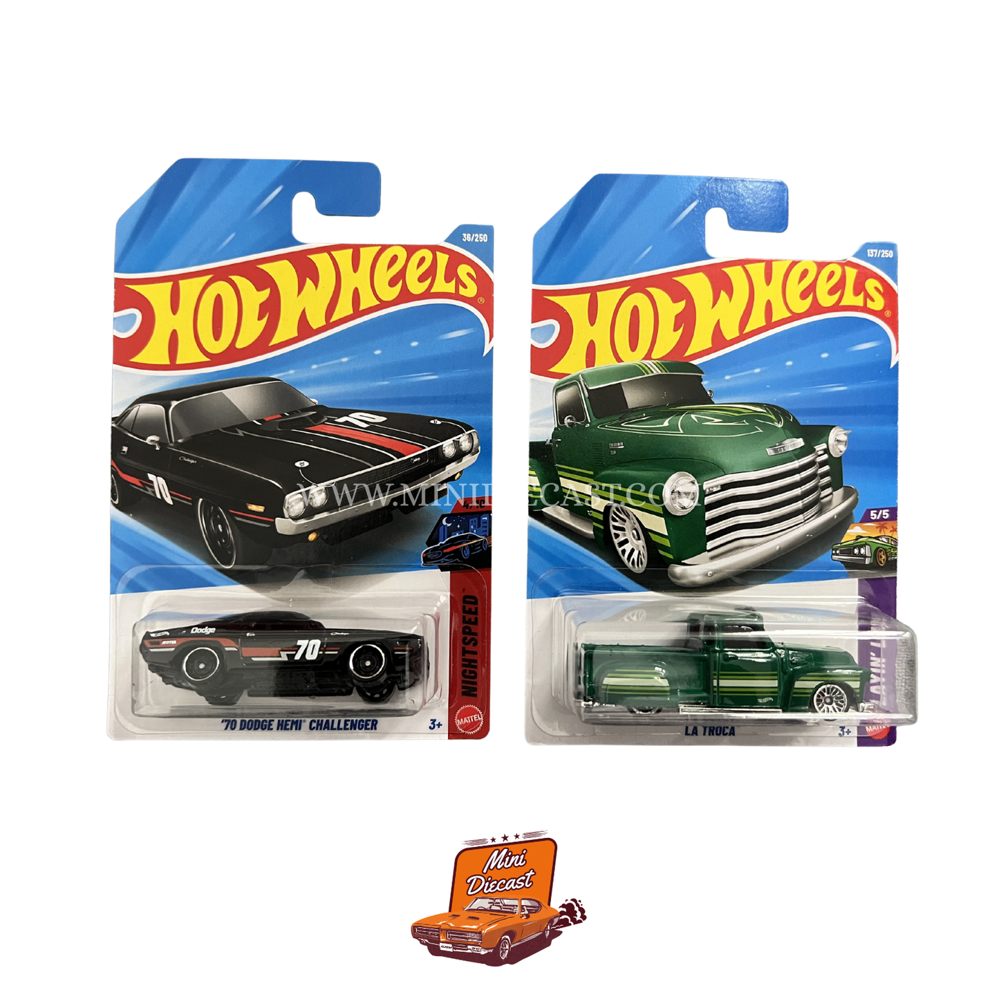 Hot Wheels Mainline (Set of 2) – ’70 Dodge HEMI Challenger / La Troca