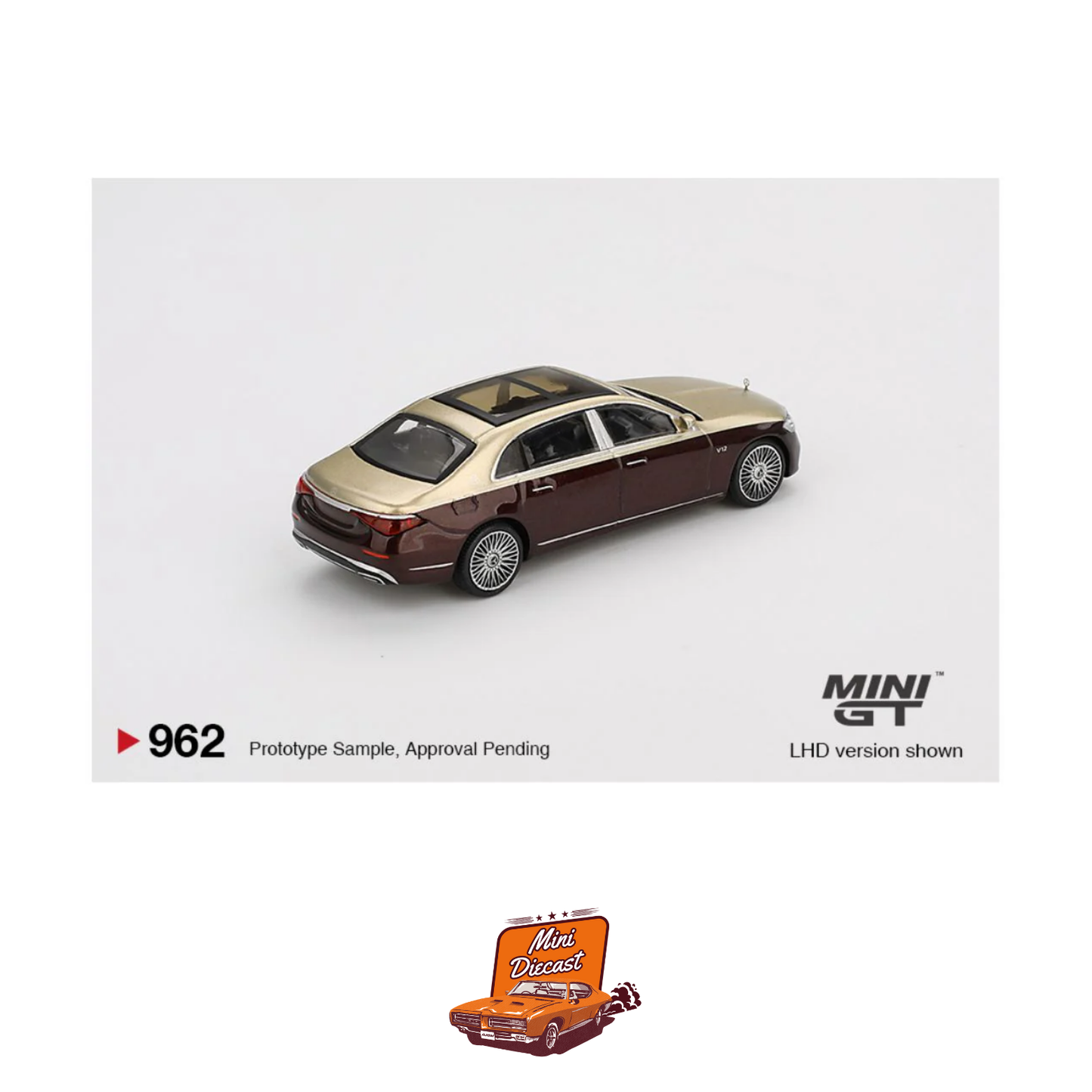 Mini GT #962 Mercedes-Maybach S 680 – Gold / Dark Red Metallic (Blister Pack)