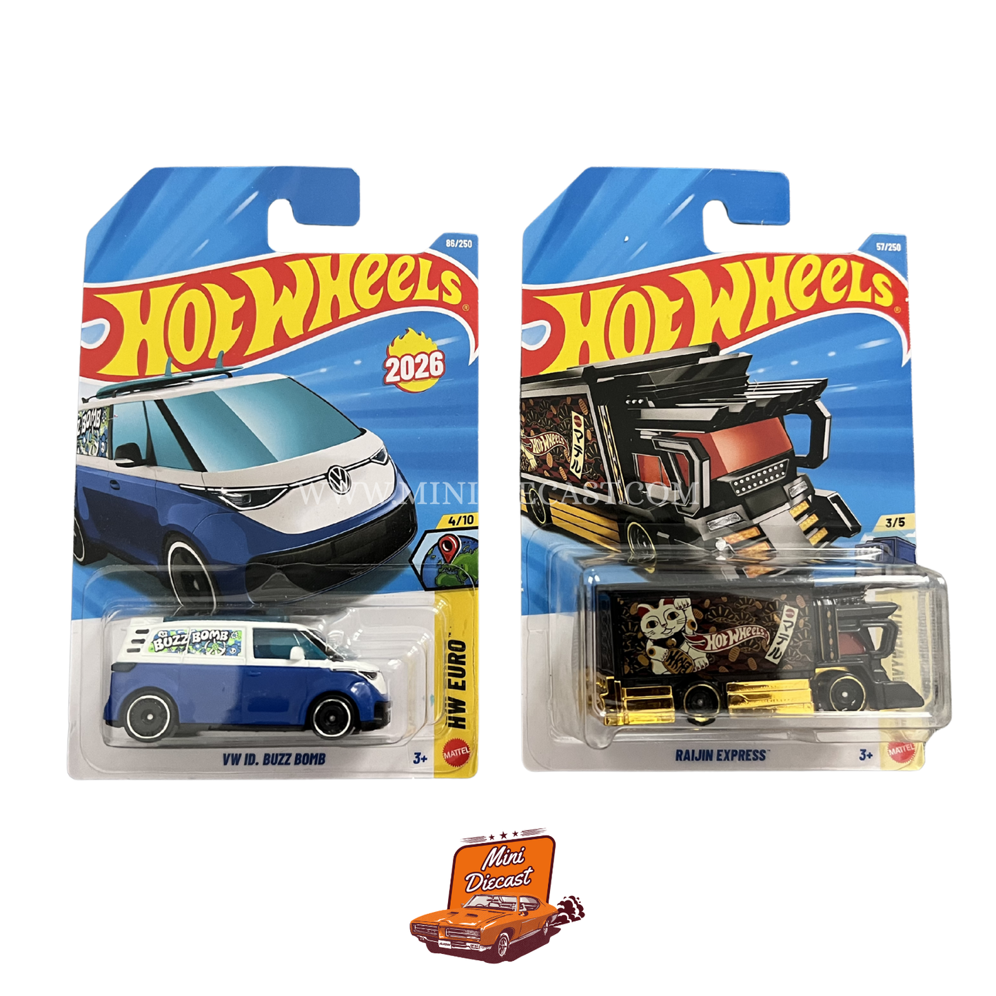 Hot Wheels Mainline (Set of 2) – VW ID. Buzz Bomb / Raijin Express