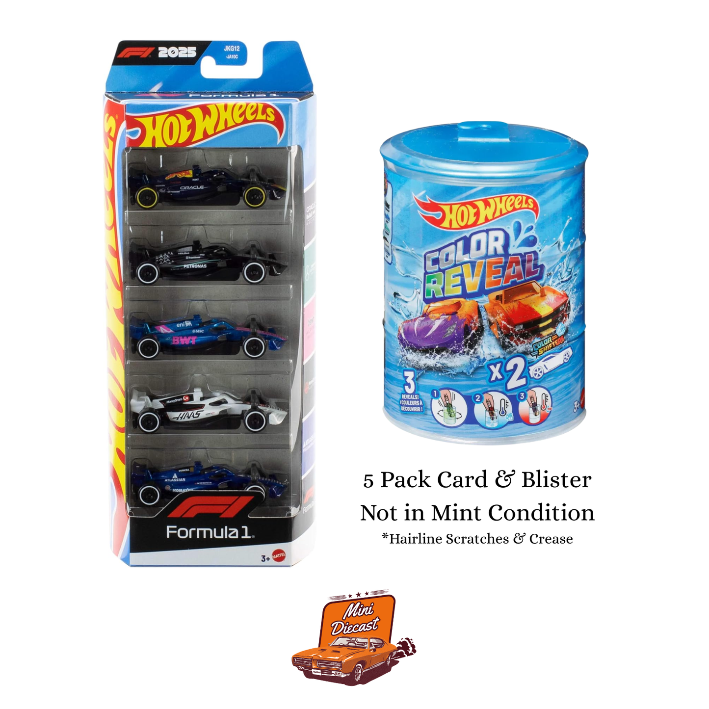 Hot Wheels Formula 1 (F1) 2025 – 5 Pack & Surprise Colour Reveal (Set of 2 Cars)