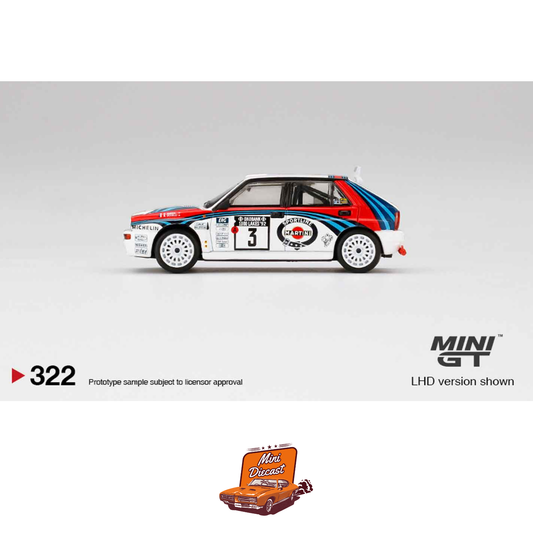 Mini GT #322 – Lancia Delta HF Integrale Evoluzione #3 (1992 Rally 1000 Lakes Winner / Outer Box Creased / Sealed)
