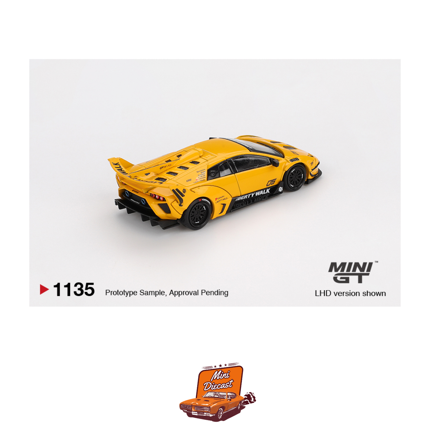 Mini GT #1135 Lamborghini LB-Silhouette WORKS Murciélago GT Evo Yellow (Imported)