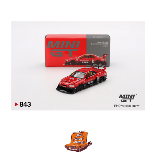 Mini GT #843 Nissan LB-ER34 Super Silhouette Skyline Red/Black (Blister Pack) (Imported)