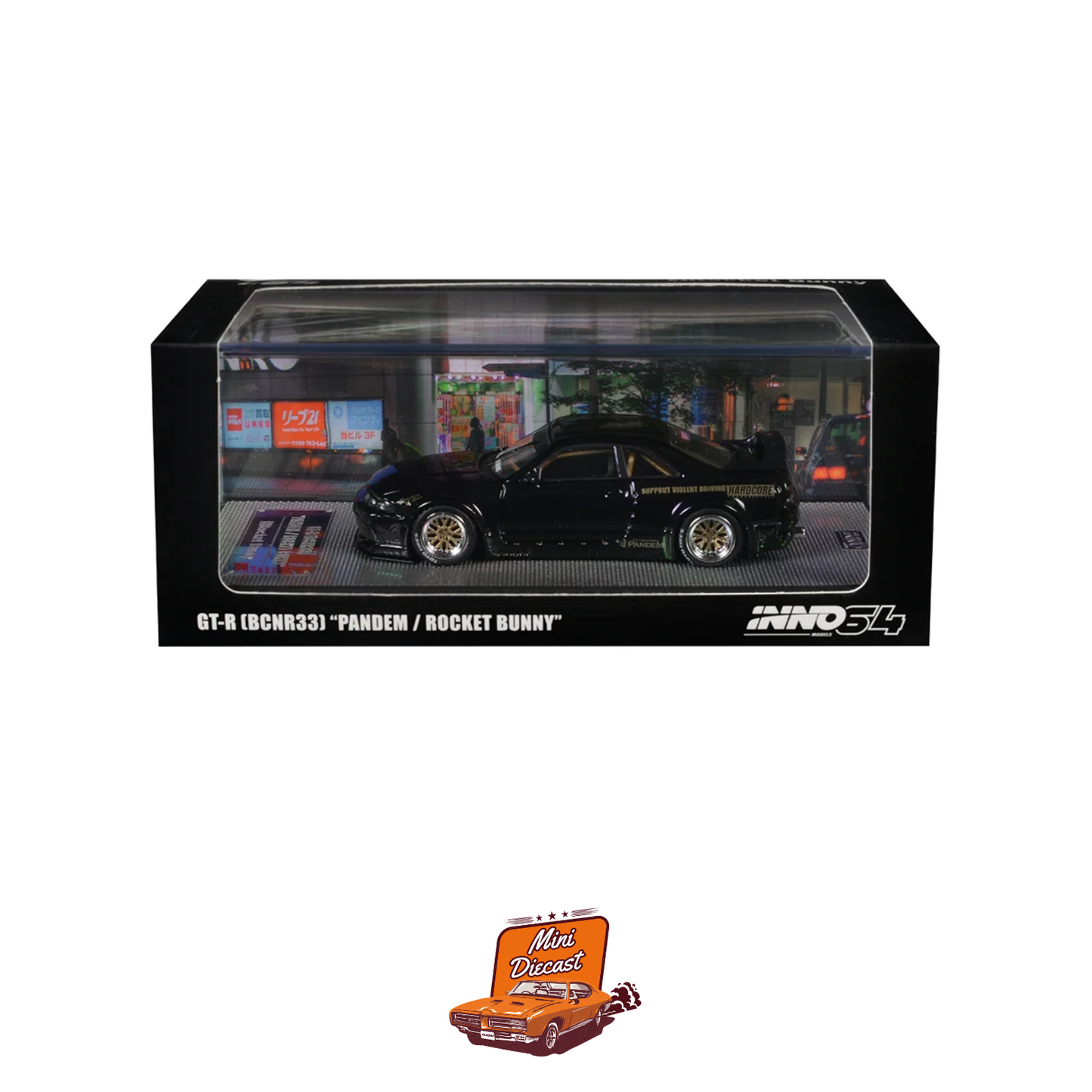 INNO64 Nissan GT-R (BCNR33) PANDEM Rocket Bunny Black IN64-R33P-BLA