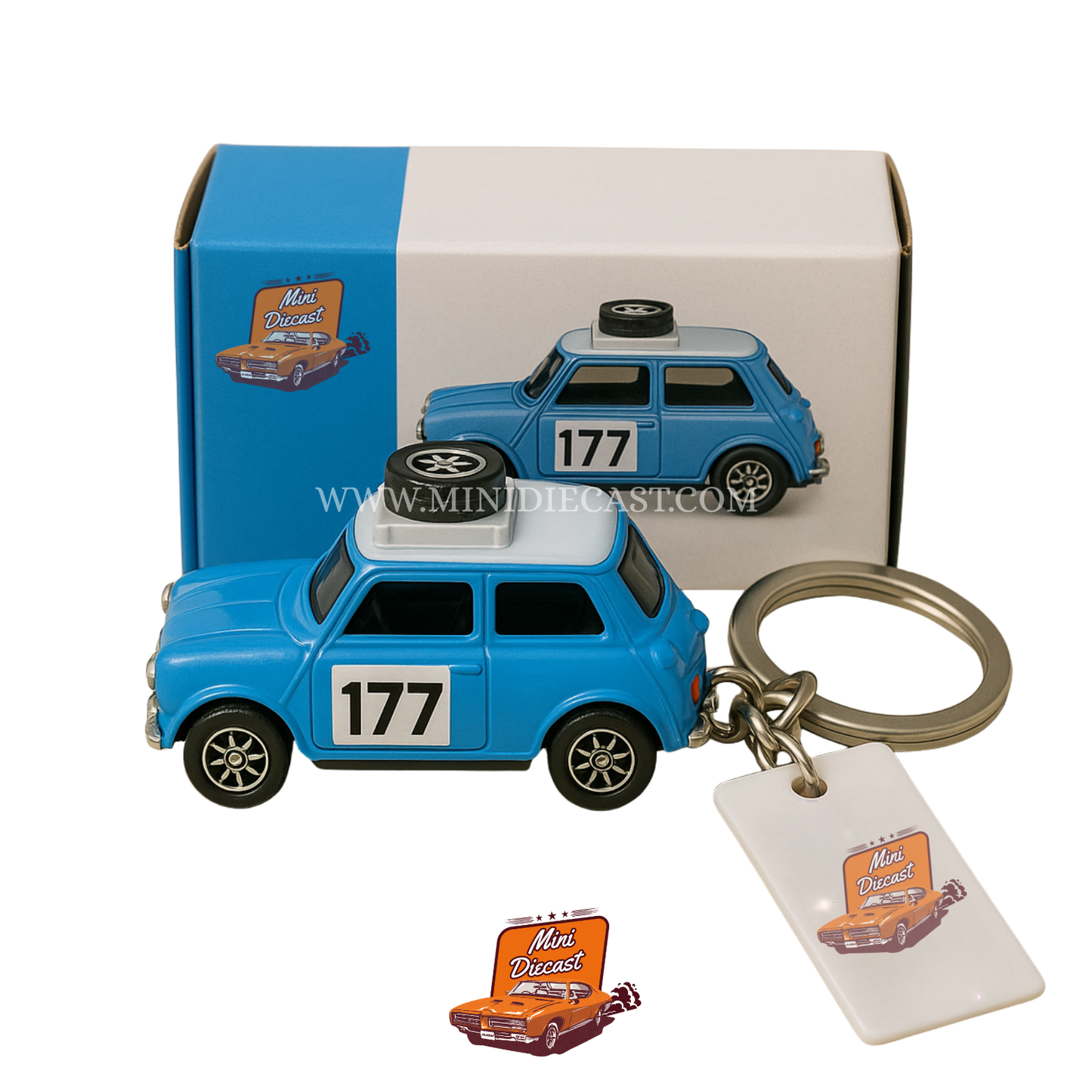 Mini Cooper Themed Key Chain - Blue