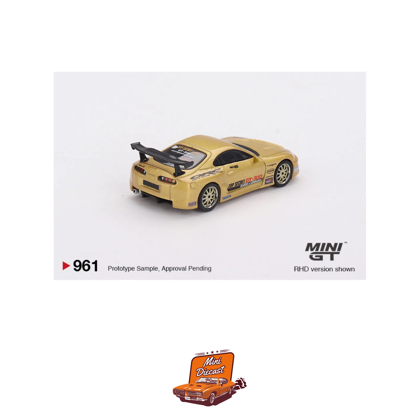 Mini GT #961 – Toyota Supra (A80) Top Secret GT-300 (Top Secret Gold)
