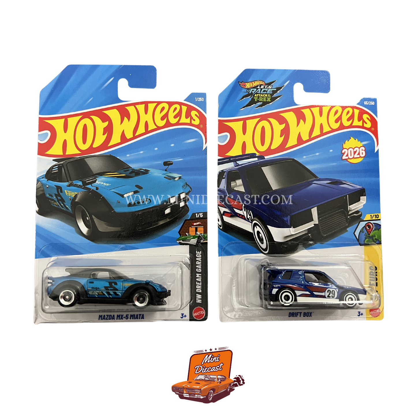 Hot Wheels Mainline (Set of 2) – Mazda MX-5 Miata / Drift Box