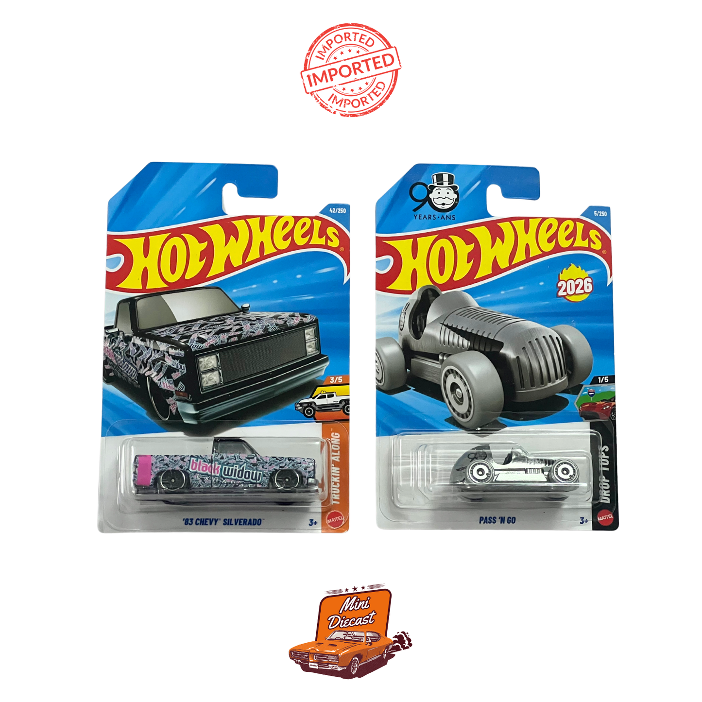Hot Wheels Mainline (Set of 2) – ’83 Chevy Silverado / Pass ’N Go (Imported)