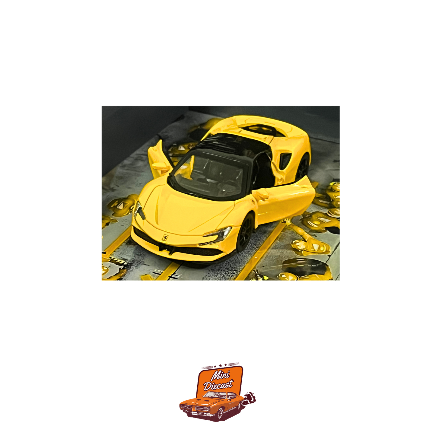 3D Car Frame – Ferrari SF90 Stradale Yellow (1:32 Scale) – A4 Size