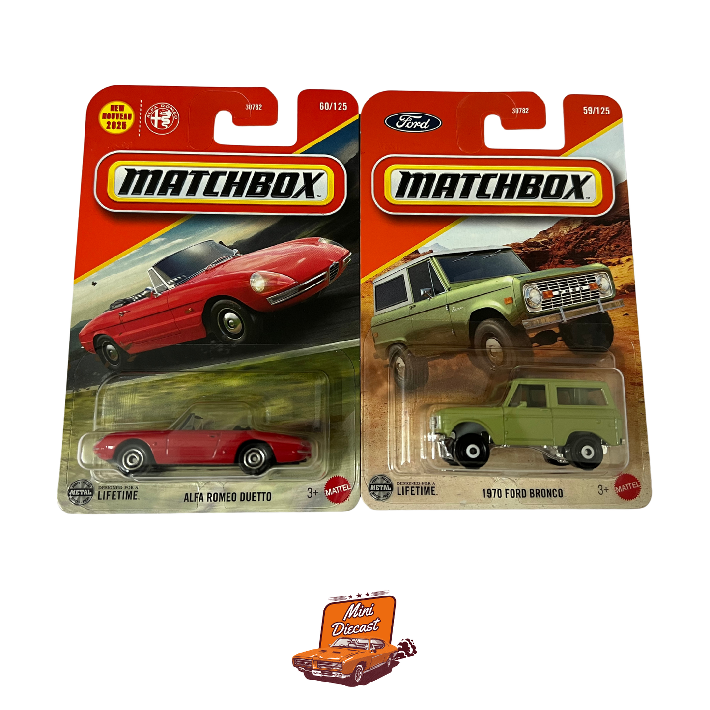 Matchbox Basic Cars (Set of 2) – Alfa Romeo Duetto / 1970 Ford Bronco