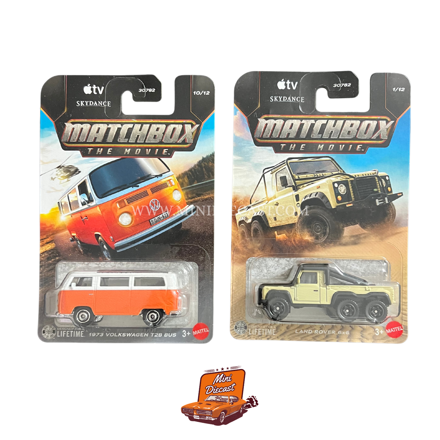 Matchbox (Set of 2) – 1973 Volkswagen T2B Bus / Land Rover 6x6