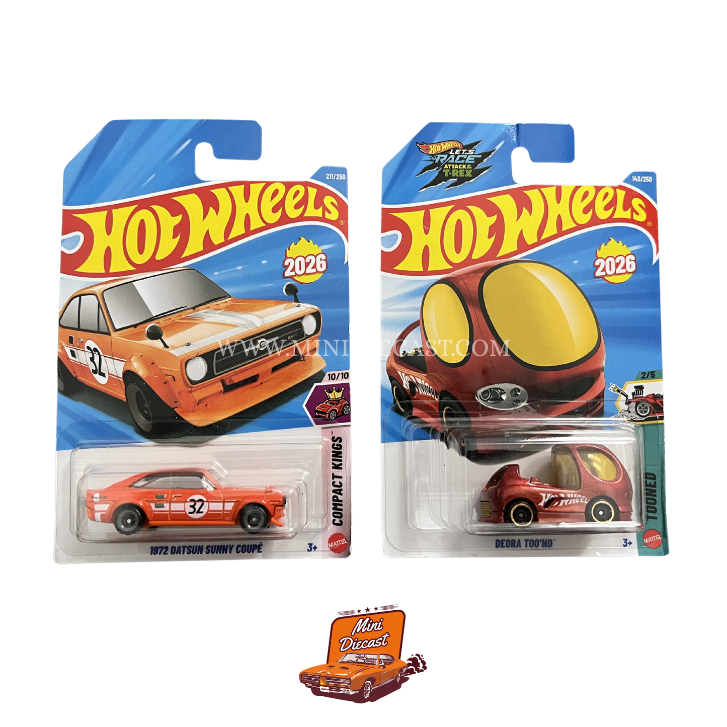 Hot Wheels Mainline (Set of 2) – 1972 Datsun Sunny Coupé / Deora Too'd