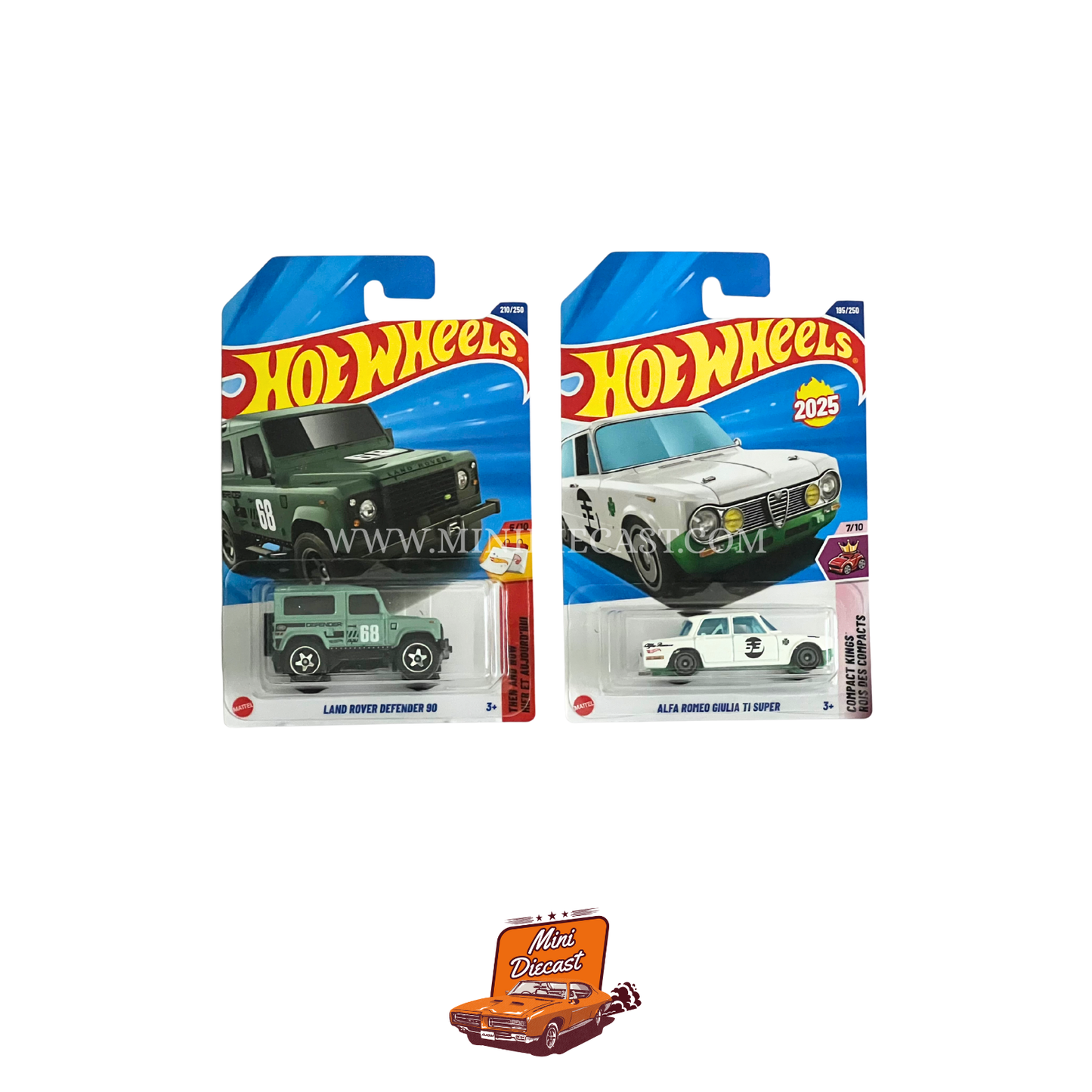 Hot Wheels Mainline (Set of 2) – Land Rover Defender 90 / Alfa Romeo Giulia TI Super