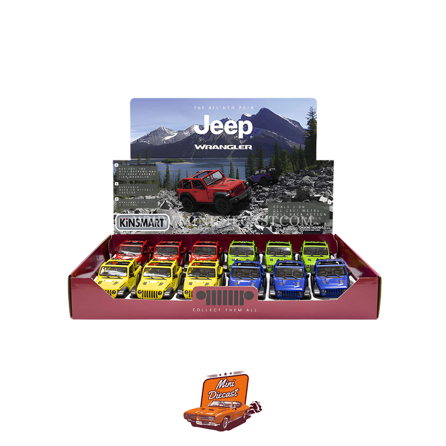 Kinsmart 2018 Jeep Wrangler (Open Top) – 1:34 Scale Red
