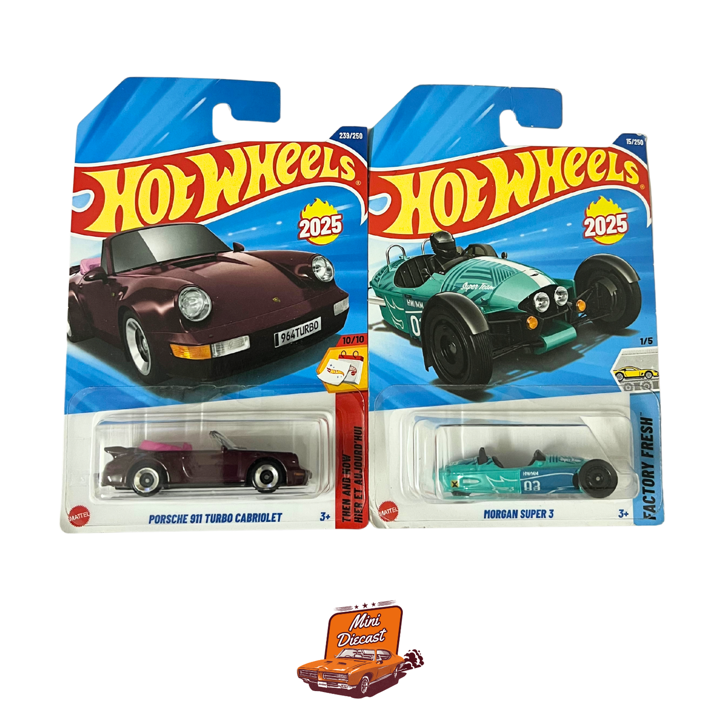 Hot Wheels Mainline (Set of 2) – Porsche 911 Turbo Cabriolet / Morgan Super 3