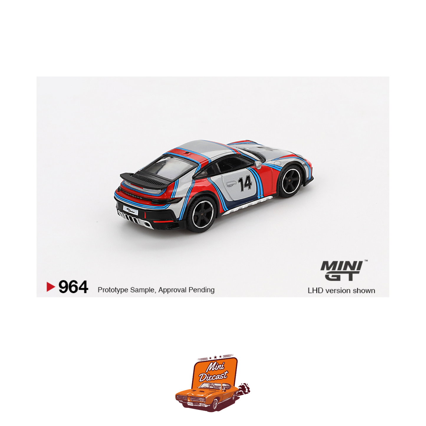 Mini GT #964 Porsche 911 Dakar – Ice Grey Metallic “Rally 1978”