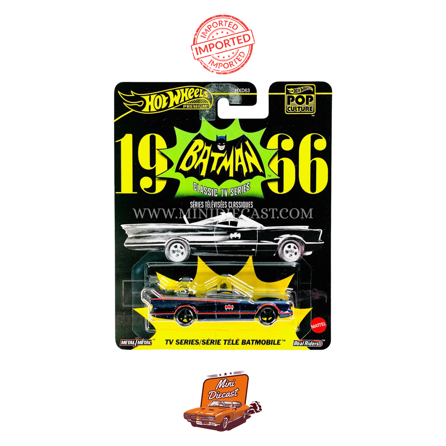 Hot Wheels Premium Pop Culture 1966 Batman Classic TV Series Batmobile (Imported)