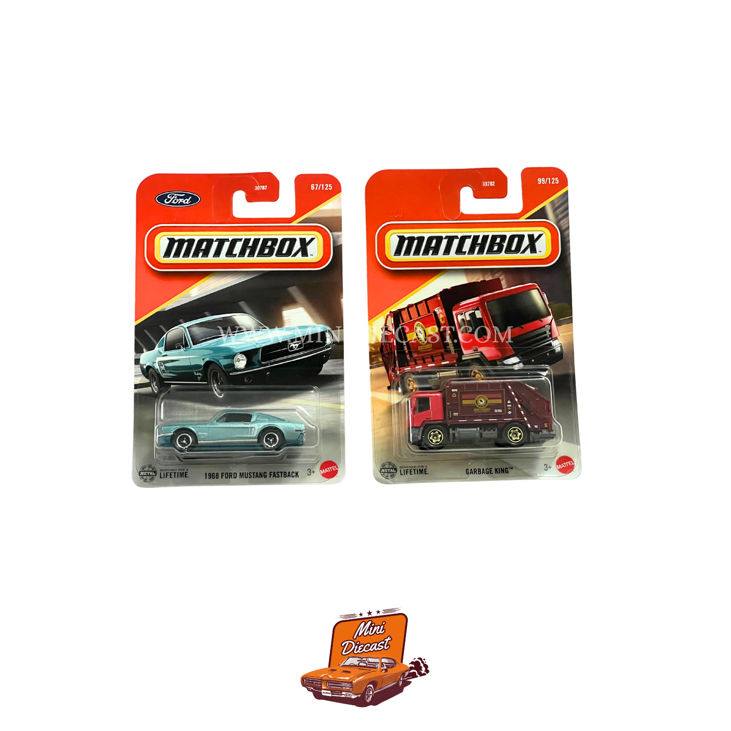 Matchbox (Set of 2) – 1968 Ford Mustang Fastback / Garbage King
