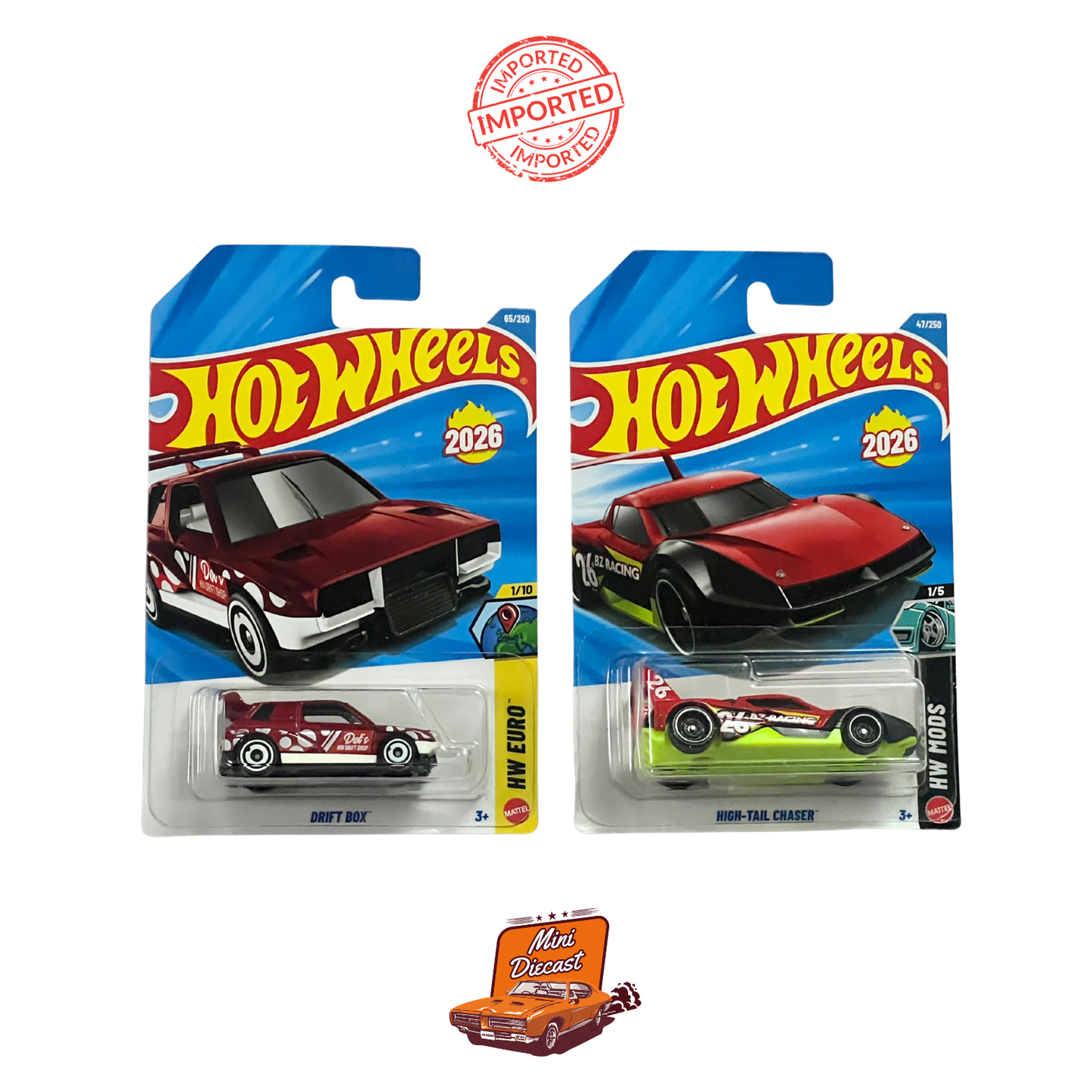 Hot Wheels Mainline (Set of 2) – Drift Box / High-Tail Chaser (Imported)