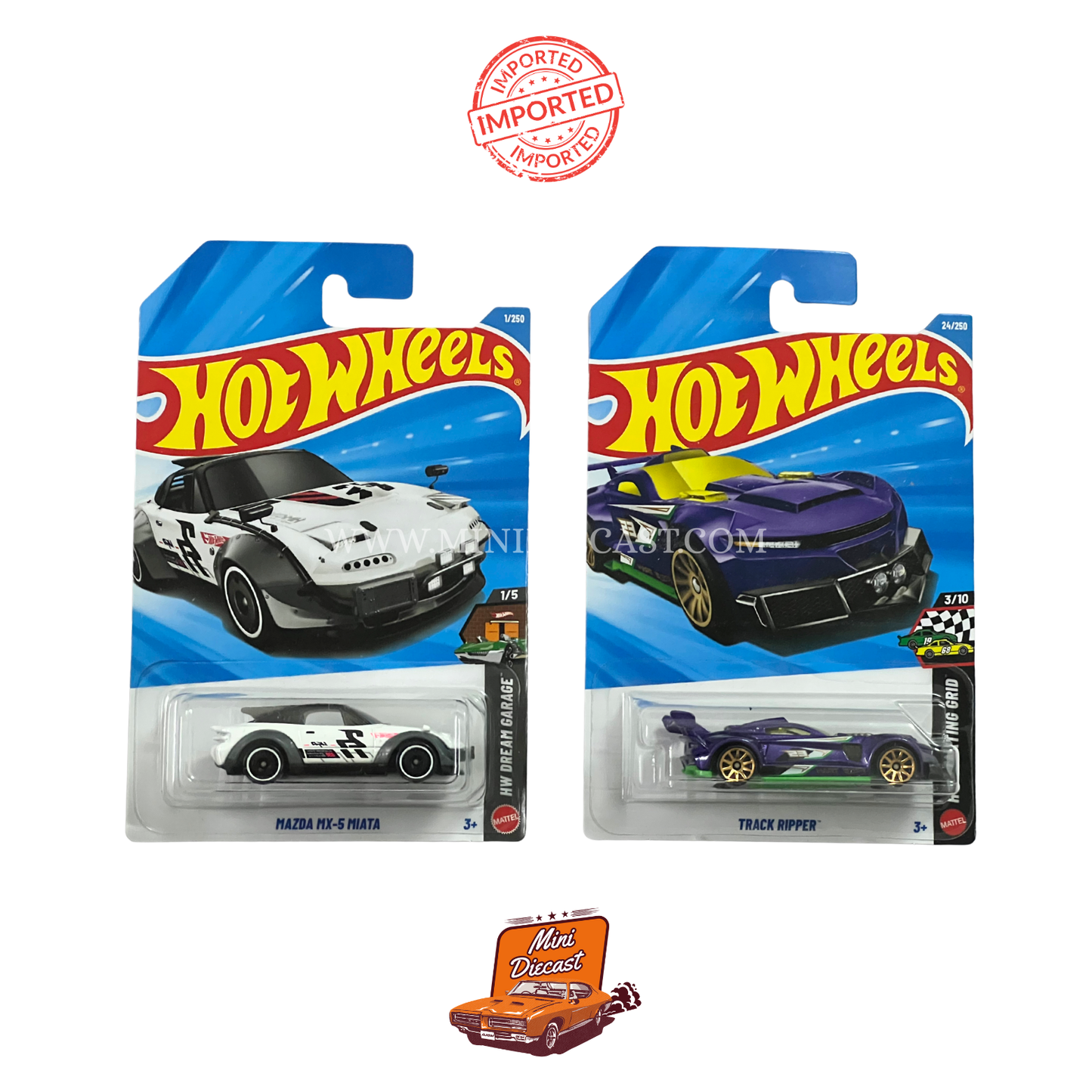 Hot Wheels Mainline (Set of 2) – Mazda MX-5 Miata / Track Ripper (Imported)