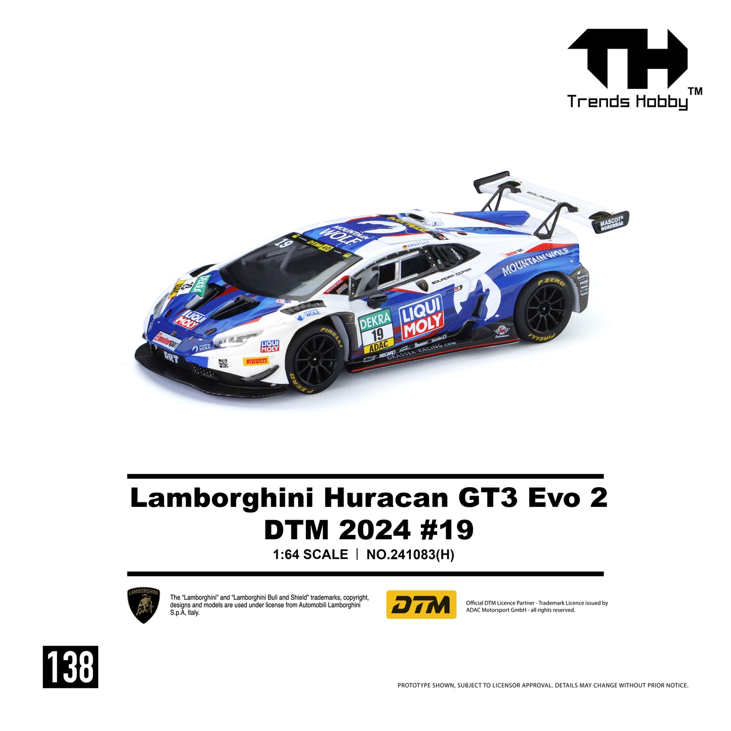 (Pre-Order) Trends Hobby 1:64 Lamborghini Huracan GT3 Evo 2 - DTM 2024 #19