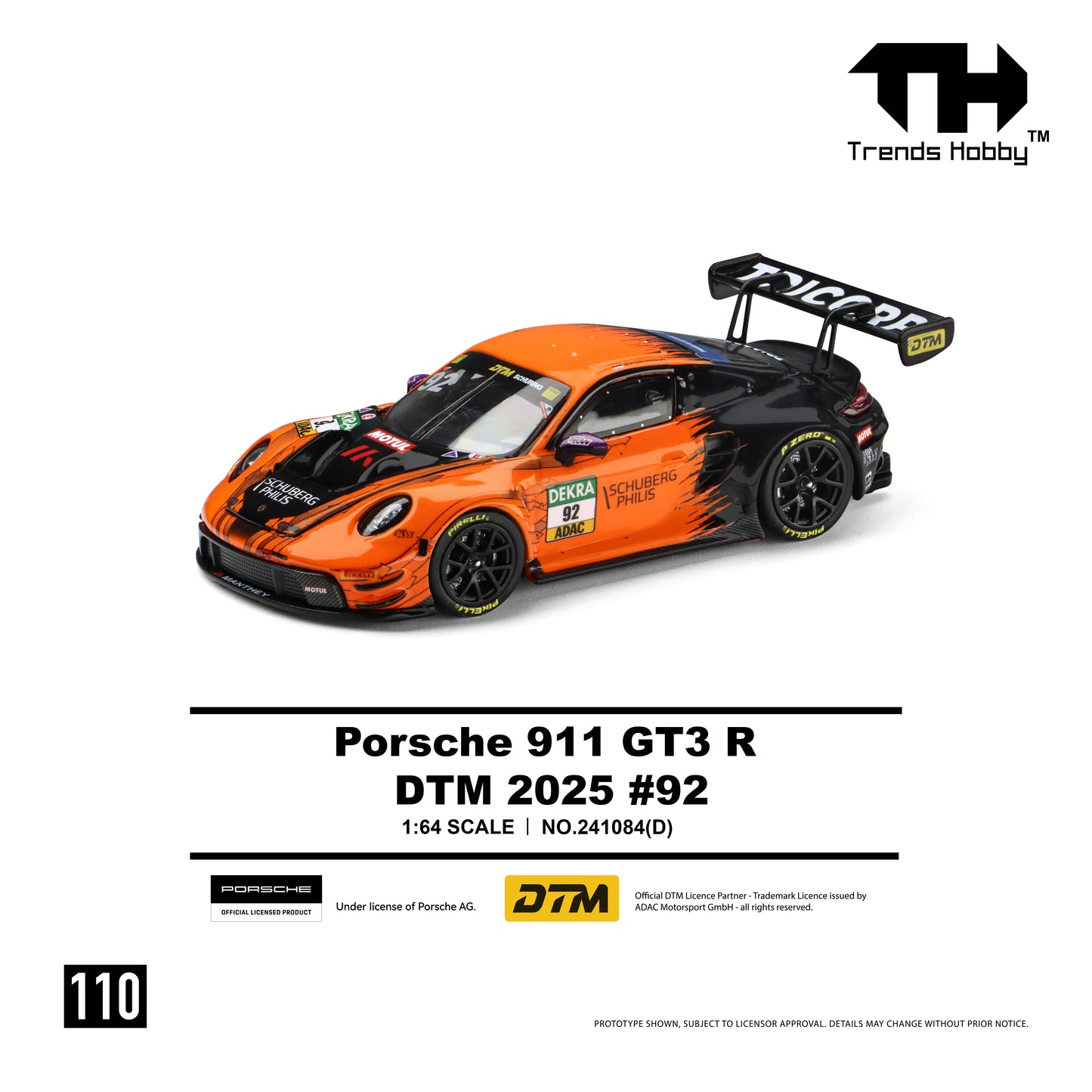 (Pre-Order) Trends Hobby 1:64 Porsche 911 GT3 R - DTM 2025 #92