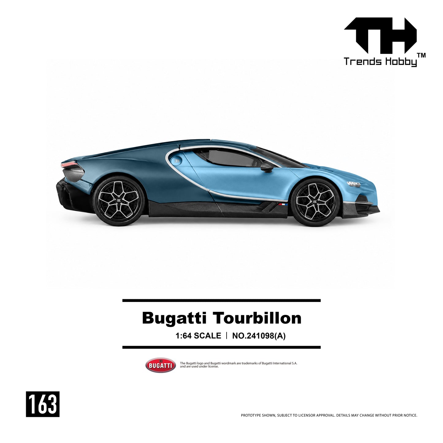 (Pre-Order) Trends Hobby 1:64 Bugatti Tourbillon (Blue Atlantic)