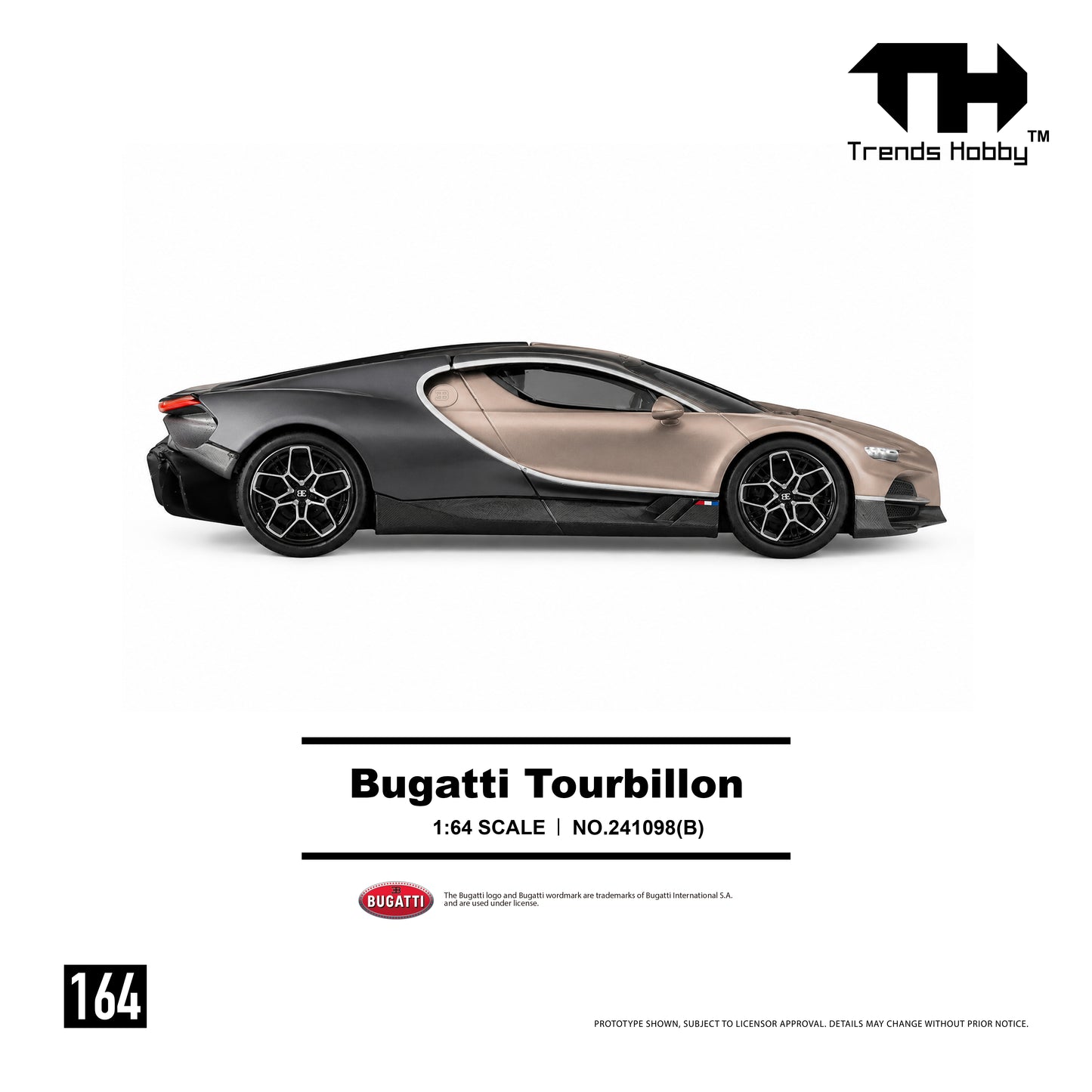 (Pre-Order) Trends Hobby 1:64 Bugatti Tourbillon (Dore Gold)