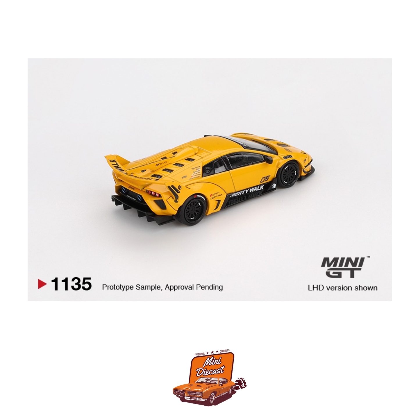 Mini GT #1135 LB-Silhouette Works Murciélago GT EVO Yellow – Coming Soon (ETA: Feb End 2026)