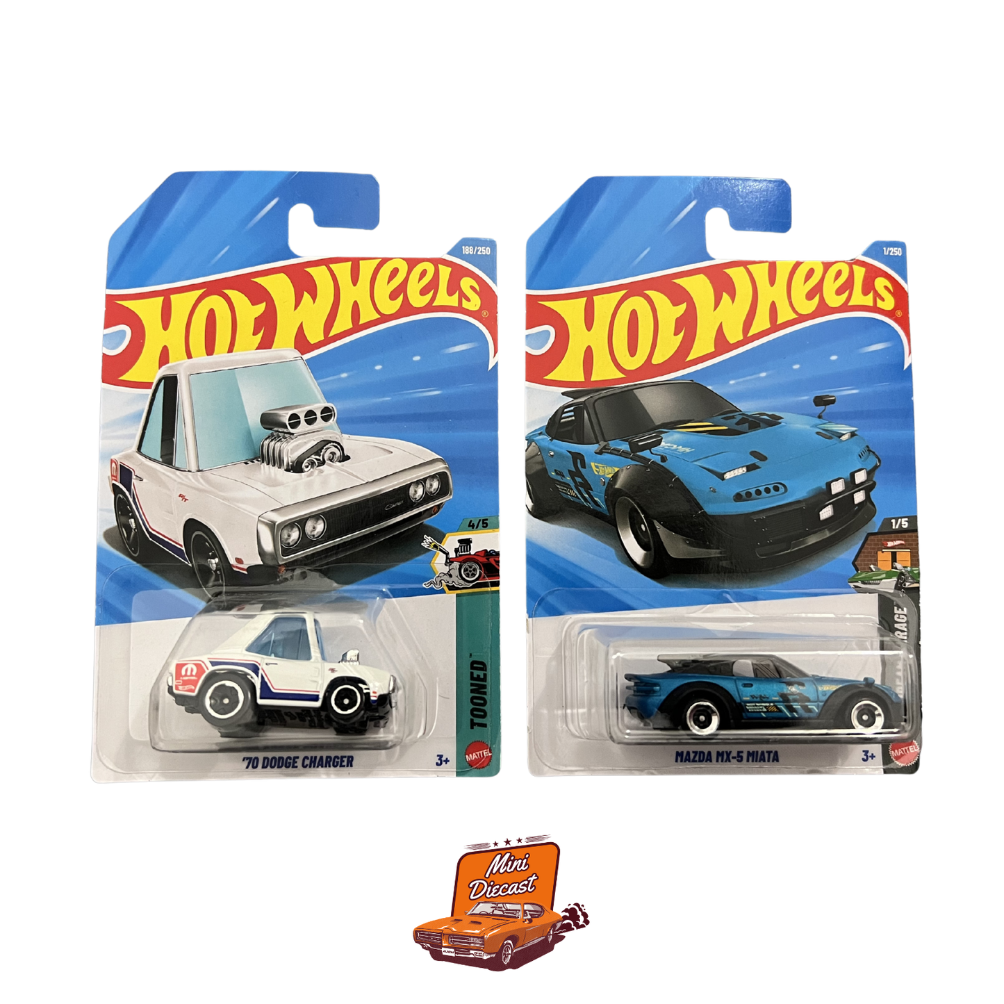 Hot Wheels Mainline (Set of 2) – '70 Dodge Charger / Mazda MX-5 Miata