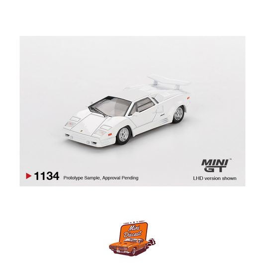 Mini GT #1134 Lamborghini Countach 25th Anniversary White (Blister Pack) (Imported)