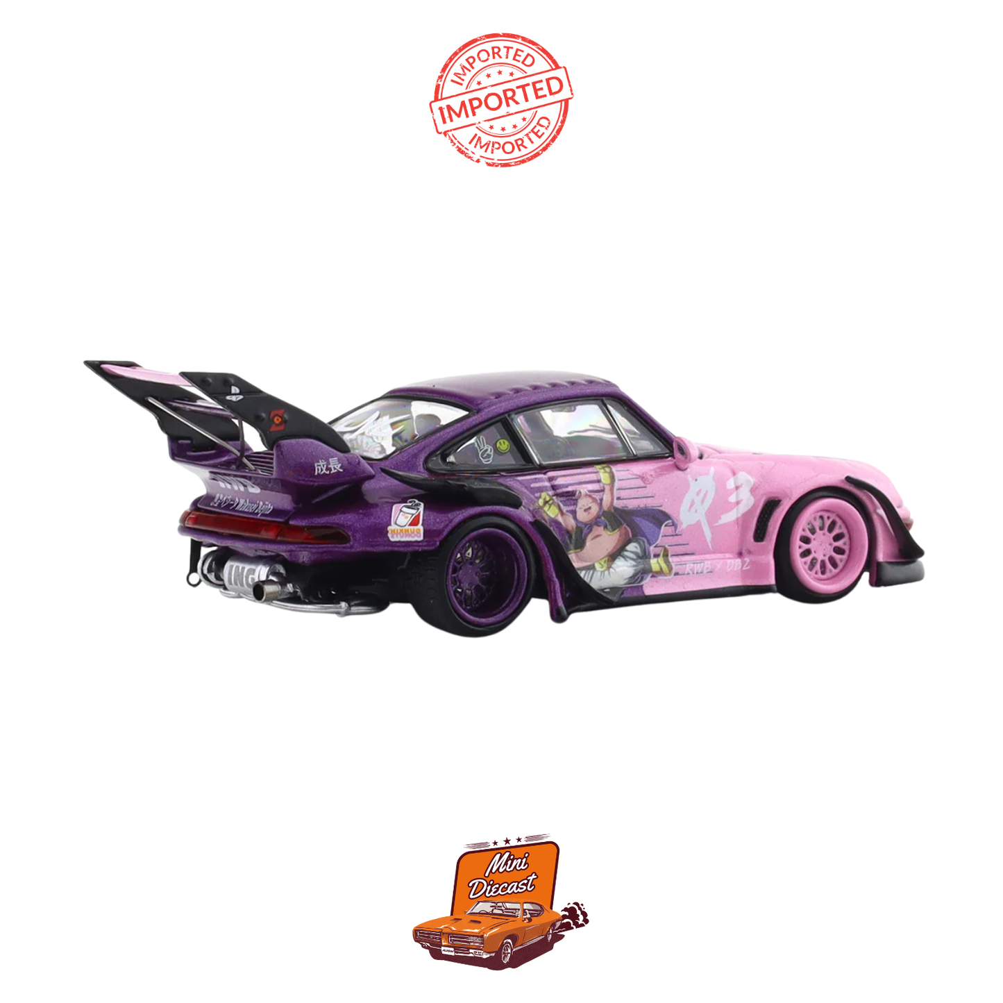 RWB Street Warrior x Ghost Player Porsche 911 (993) “Majin Buu” Dragon Ball Z Livery – 1:64 Scale Diecast Model