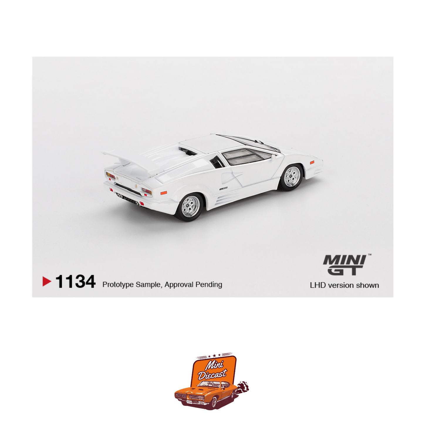Mini GT #1134 Lamborghini Countach 25th Anniversary White (Imported)
