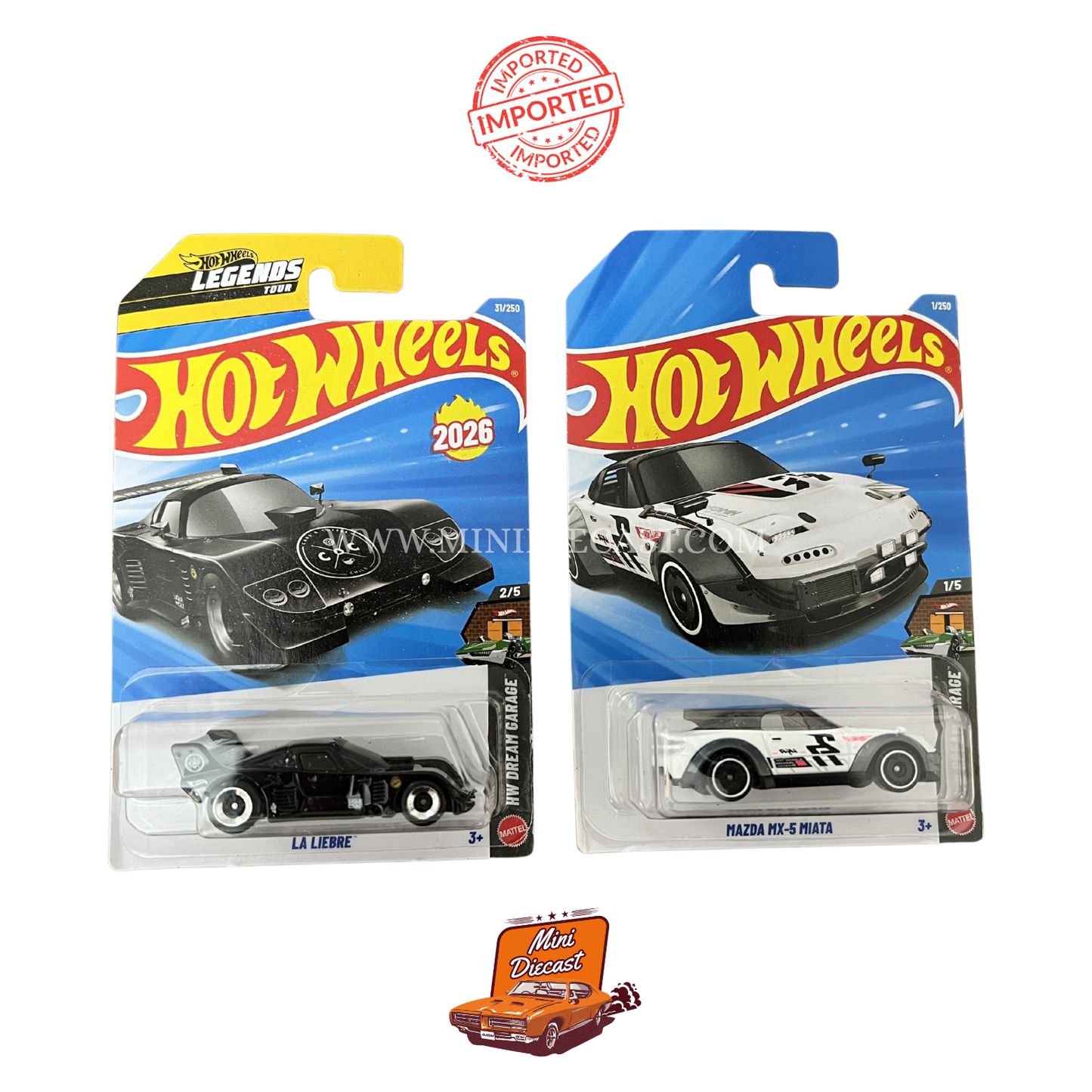Hot Wheels Mainline (Set of 2) – La Liebre / Mazda MX-5 Miata (Imported)