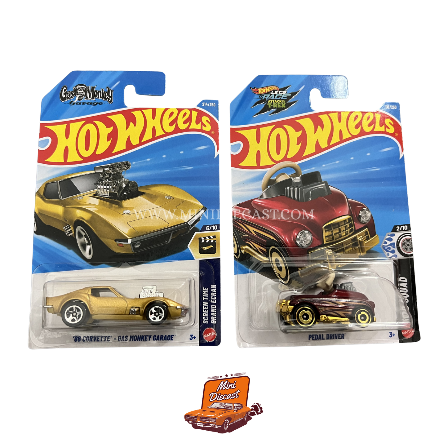 Hot Wheels Mainline (Set of 2) – '68 Corvette – Gas Monkey Garage / Pedal Driver