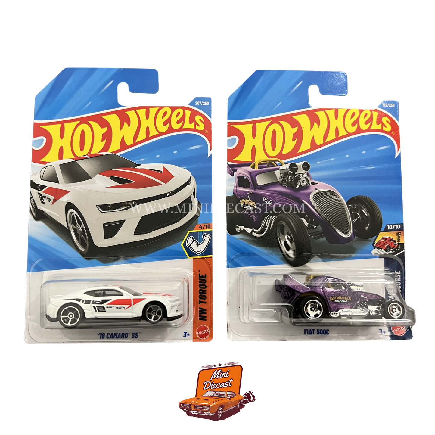 Hot Wheels Mainline (Set of 2) – '18 Camaro SS / Fiat 500C