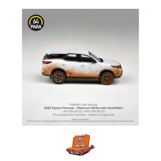 PARA64 2023 Toyota Fortuner – Platinum White with Mud Effect (1:64 Scale)