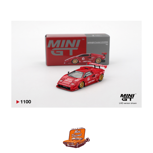 Mini GT #1100 Lamborghini Countach LB-WORKS Red (Blister Pack)