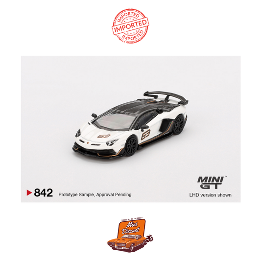 Mini GT #842 Lamborghini Aventador SVJ 63 (Bianco Asopo)
