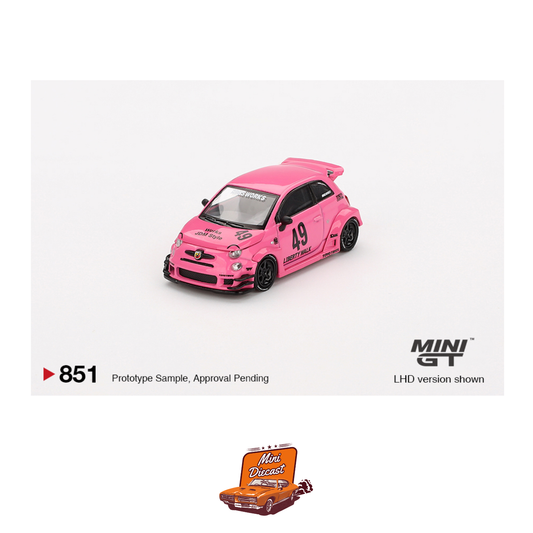 Mini GT #851 ABARTH 595 LB-WORKS x Abas Works Pink (Blister Pack) (Imported)