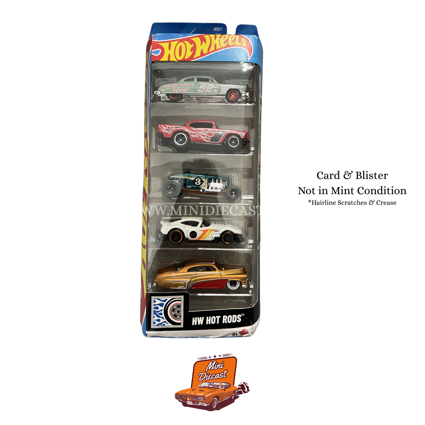 Hot Wheels 5 Pack – HW Hot Rods (Creased Box / Blister Dent Hairline Scratch)
