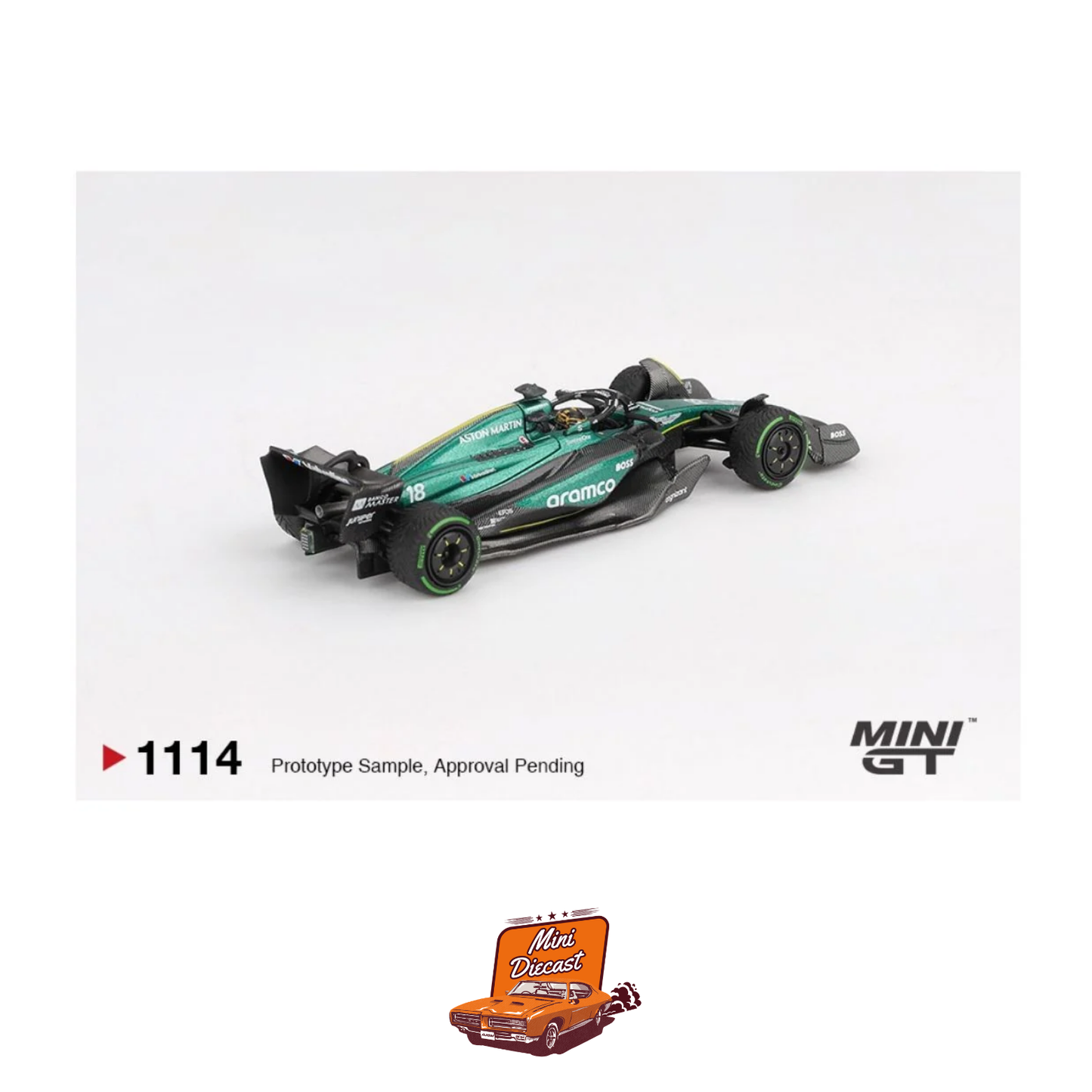Mini GT #1114 Aston Martin AMR24 #18 Lance Stroll F1 2024 Canadian GP